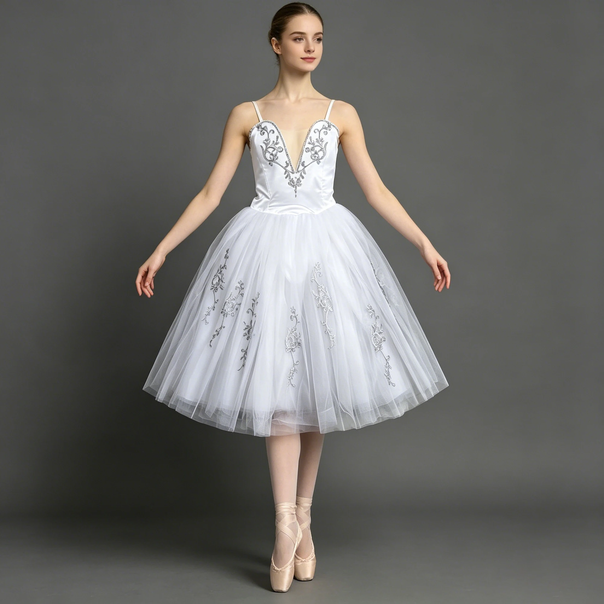 

Ballerina Party Dress Children Girl Dance Costumes Flower Embroidery Gauzy Slip Long Professional Romantic Tutu Ballet Dress