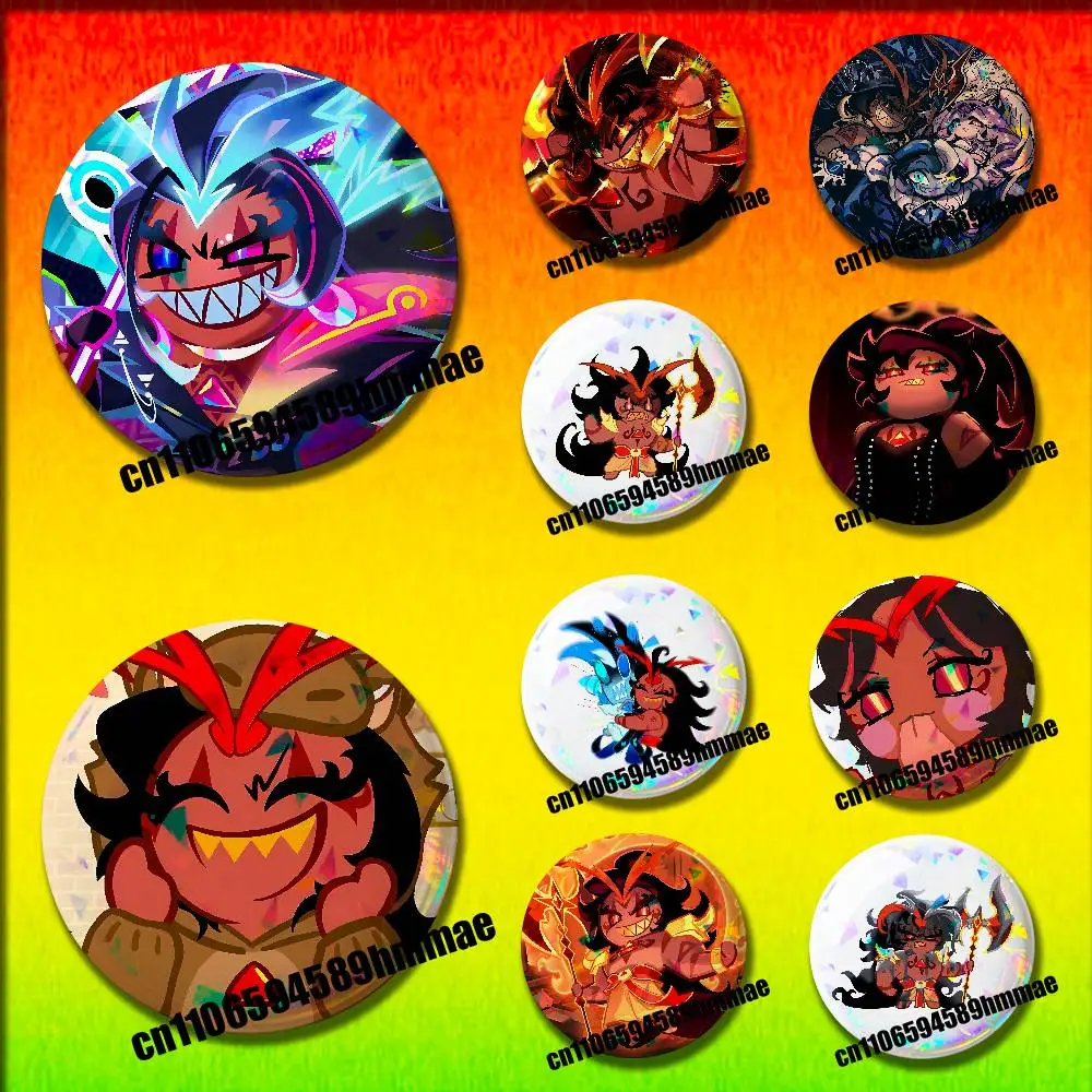 

For Burning Spice C-Cookie Run Emblem Round Pins Insignia Badge Cover Brooch Button Hats Decoration 32mm