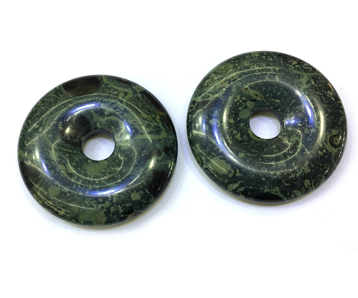 

Green Kambaba Jasper Stone Donut Beads Natural Gemstone Beads Pendant Beads 30mm 40mm 50mm 1pc