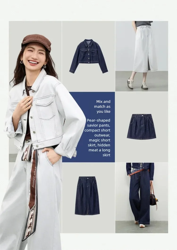 SENTUBILA Lyocell-Mäntel für Damen 2026 Neue Einreihige Kurze Jeansjacke mit Reverskragen Frühling Pendlerkleidung W61WD6040 – Detail 6
