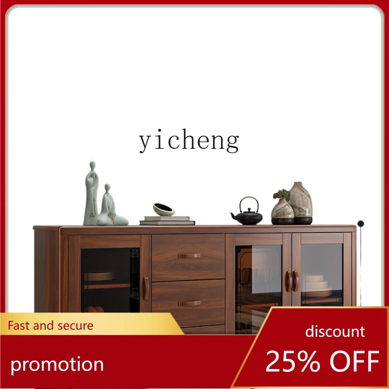 CZ  Sideboard Cabinet Modern Minimalist Solid Wood Wine Cabinet Tea Cabinet Kitchen Storage Living Room Integrated Wall Locker