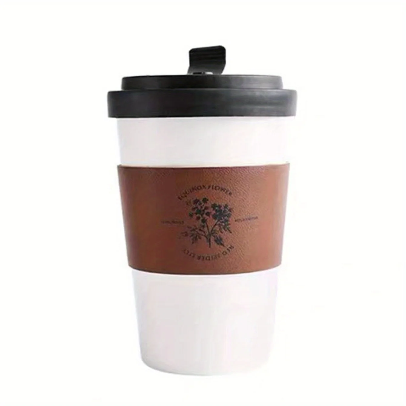 Ceramic heat insulation anti-scald coffee mug, PU sleeve to-go cup, portable water cup