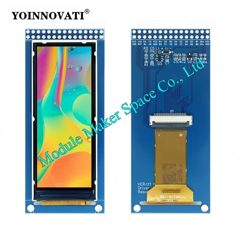 2.86 Inch 376x960 RGB Bar LCD Display, IPS Wide View Angle TFT Screen with ST7701 Controller, Color Screen Full View LCD Module