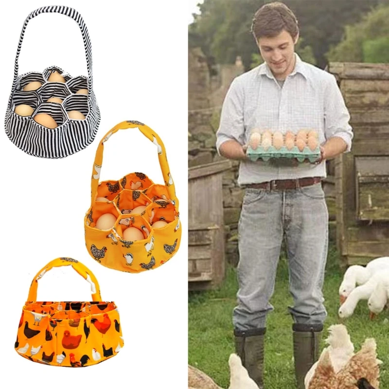 Foldable Eggs Collection Basket 7 Pockets Chicken Eggs Storage Bag Convenient Collecting Bag for Home Farm Garden Use