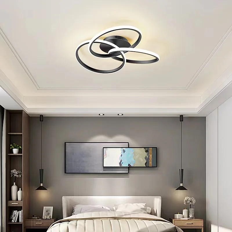 Lampu langit-langit LED Modern untuk ruang tamu, lampu dalam ruangan, lampu gantung dapat diredupkan, lampu dekorasi dalam ruangan kamar tidur utama