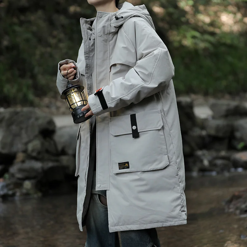 

Loose Fit Hooded Du down Jaet Pure Color Student Casual Coat Men's Faion Urban Sle Polyester Fiber White Du down