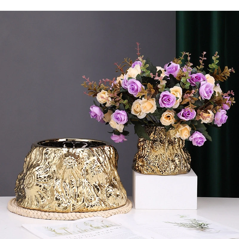 Electroplated Ceramic Flowerpot Gardening Green Plant Table Decoration Flower Arrangement