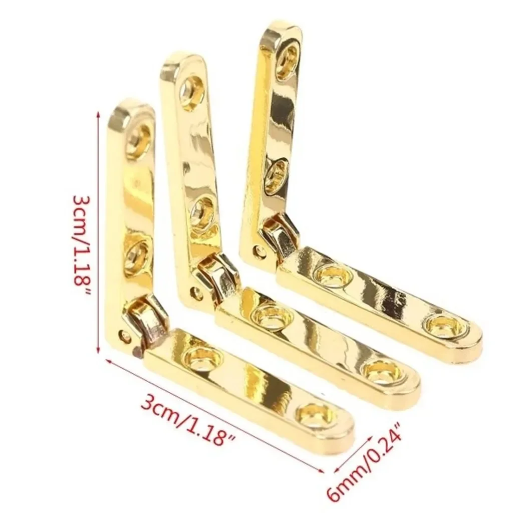 10Pcs 90 Degree Hinges Zinc Alloy 30*30*6mm Spring Hinge For Wooden Box Jewellery Case Cabinets Chests And Tables