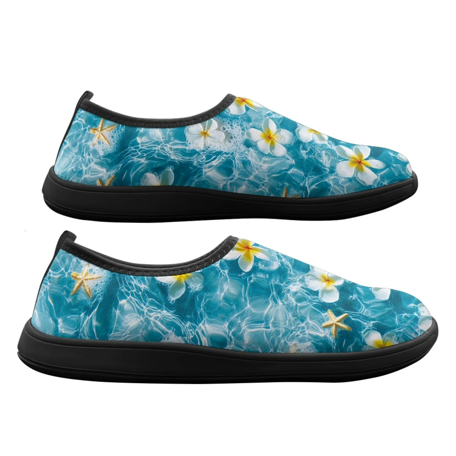 PENSTROLL Plumeria Water Print Sneakers Casual Flats for Men Comfort Zero Drop Shoes