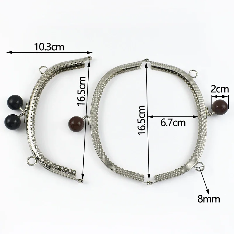 1/2/5/10Pcs 16.5cm Metal Frame Kiss Clasp Lock Silver Embossed Bag Handle for Handbag Purse DIY Sewing Wallet Bracket Accessory