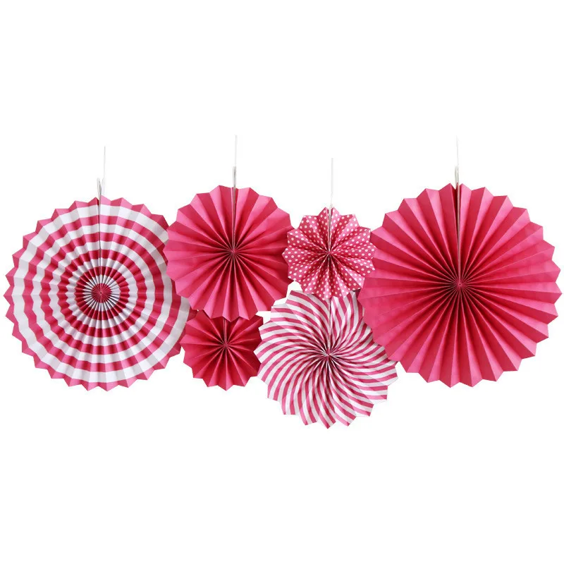 6pcs/set Decorative Wedding DIY Wheel Tissue Paper Hanging Fans Flowers Craft For Birthday Party Wedding Baby Shower Decoration