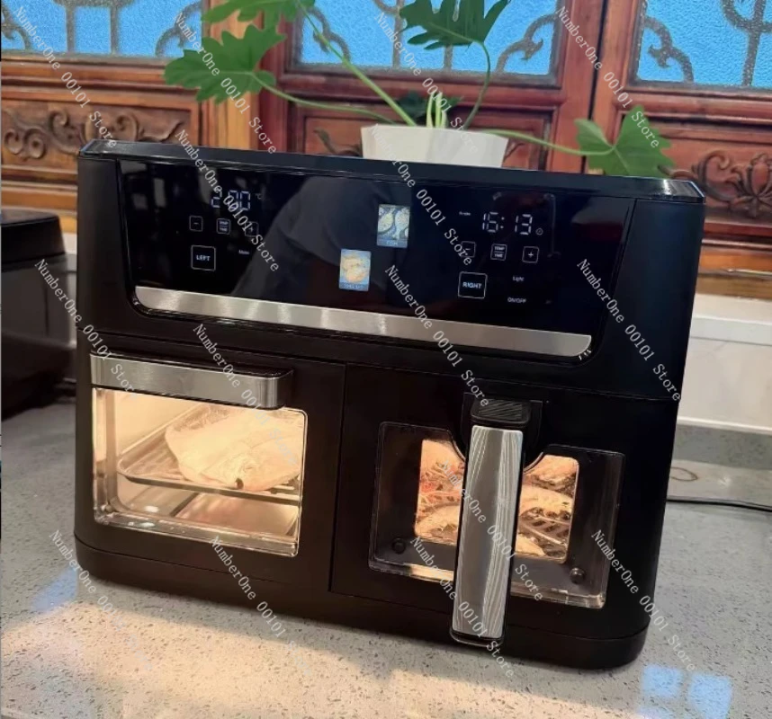 14L Large Capacity Air Fryer Oven, Dual Basket Intelligent Oil-Free Electric Fryer for Family, High Power