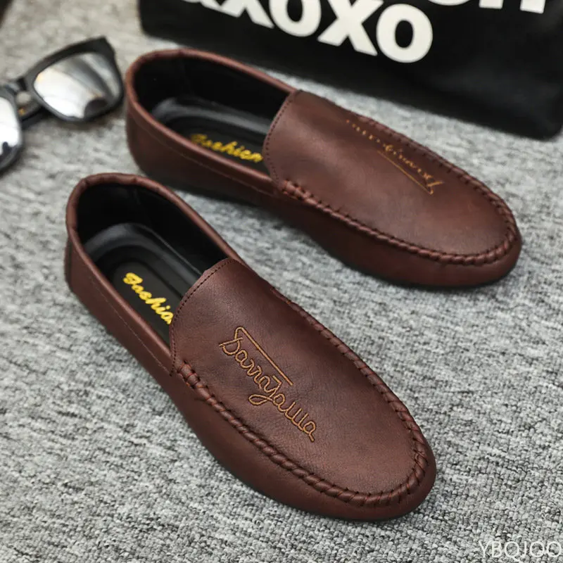 2022 Spring Summer NEW Men\'s Loafers Comfortable Flat Casual Shoes Men Breathable Moccasins Slip-On Soft Leather Driving Shoes