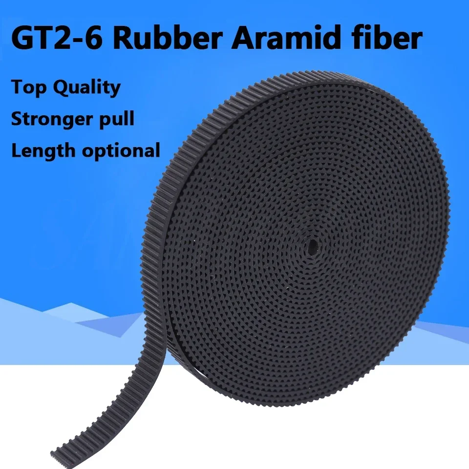 5m/10m//20m/50m/100m lot GT2-6mm Open Timing Belt GT2 Belt Rubber Aramid Fiber Cut To Length for 3D Printer Wholesale