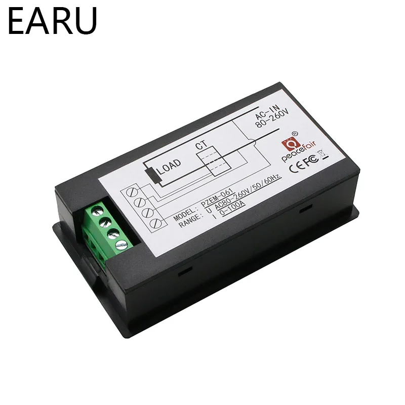 Imagem -04 - Medidor de Energia Preciso Voltímetro Amperímetro Kwh Watt Medidor de Energia Tensão Atual Monitor de Energia Testador Elétrico 100a 20a ac 80 260v