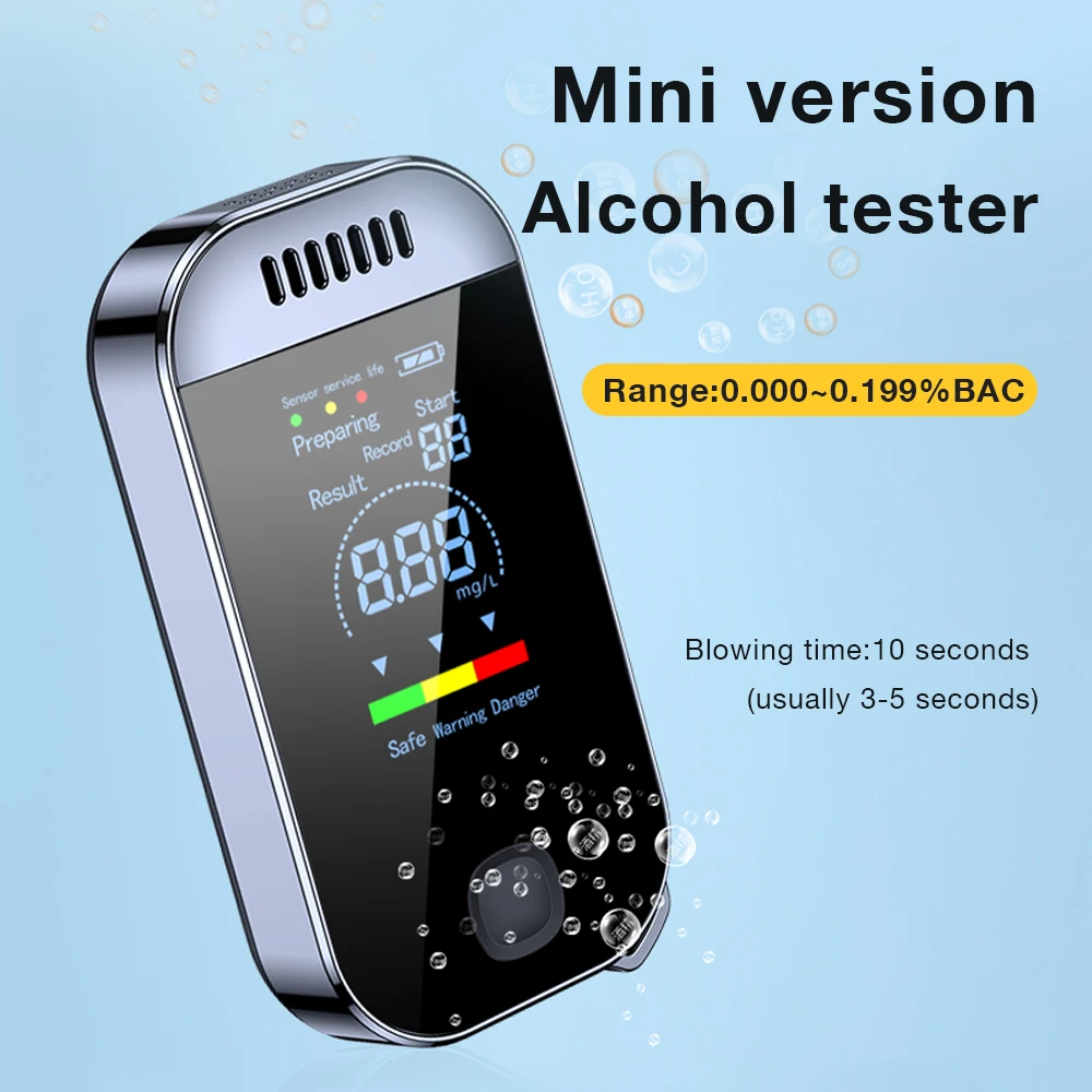 NEW Mini Digital Breath Alcohol Tester LCD Display Breathalyzer  Drunk Driving Tester USB Rechargeable Keychain