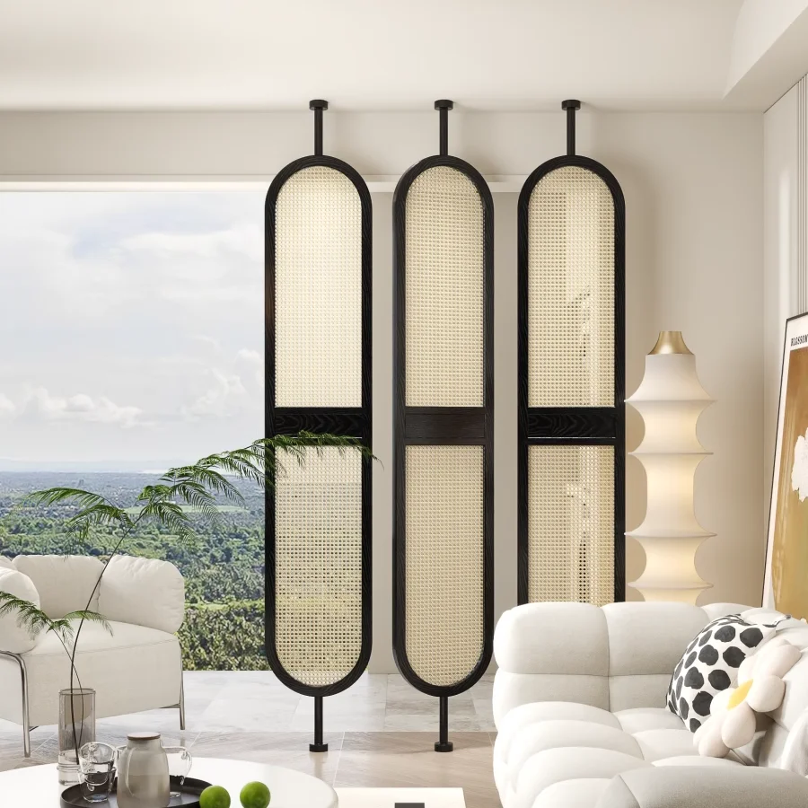 

Balcony screen partition sunshade solid wood rattan entrance front door entrance living room 2025 new bedroom bathroom