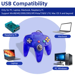 وحدة تحكم سلكية N64 USB للوحة ألعاب الفيديو الكلاسيكية ، عصا التحكم ، الألعاب الرجعية ، Mac ، الكمبيوتر ، Windows ، الكمبيوتر الشخصي أعلى 12 مبيعات N64 USB Control - No12