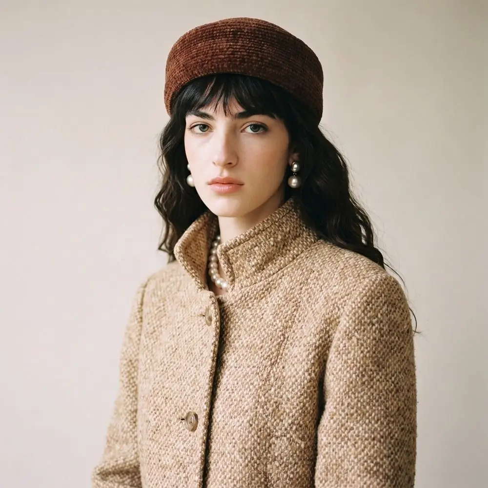 French Style Chenille Pillbox Hat Elegant Fedoras Fedora Hat Air Hostess Dome Airline Stewardess Caps Wedding Party