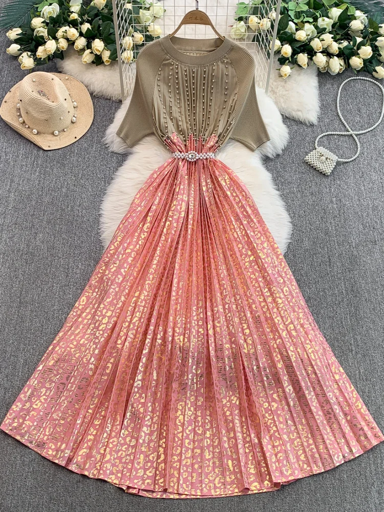 High-End-Strick runde Ne Dr frauen Neue Sle Schwere Gefrieste Abnehmen Taille Hohe Taille Gefaltete Lange Rock pendeln Korea...