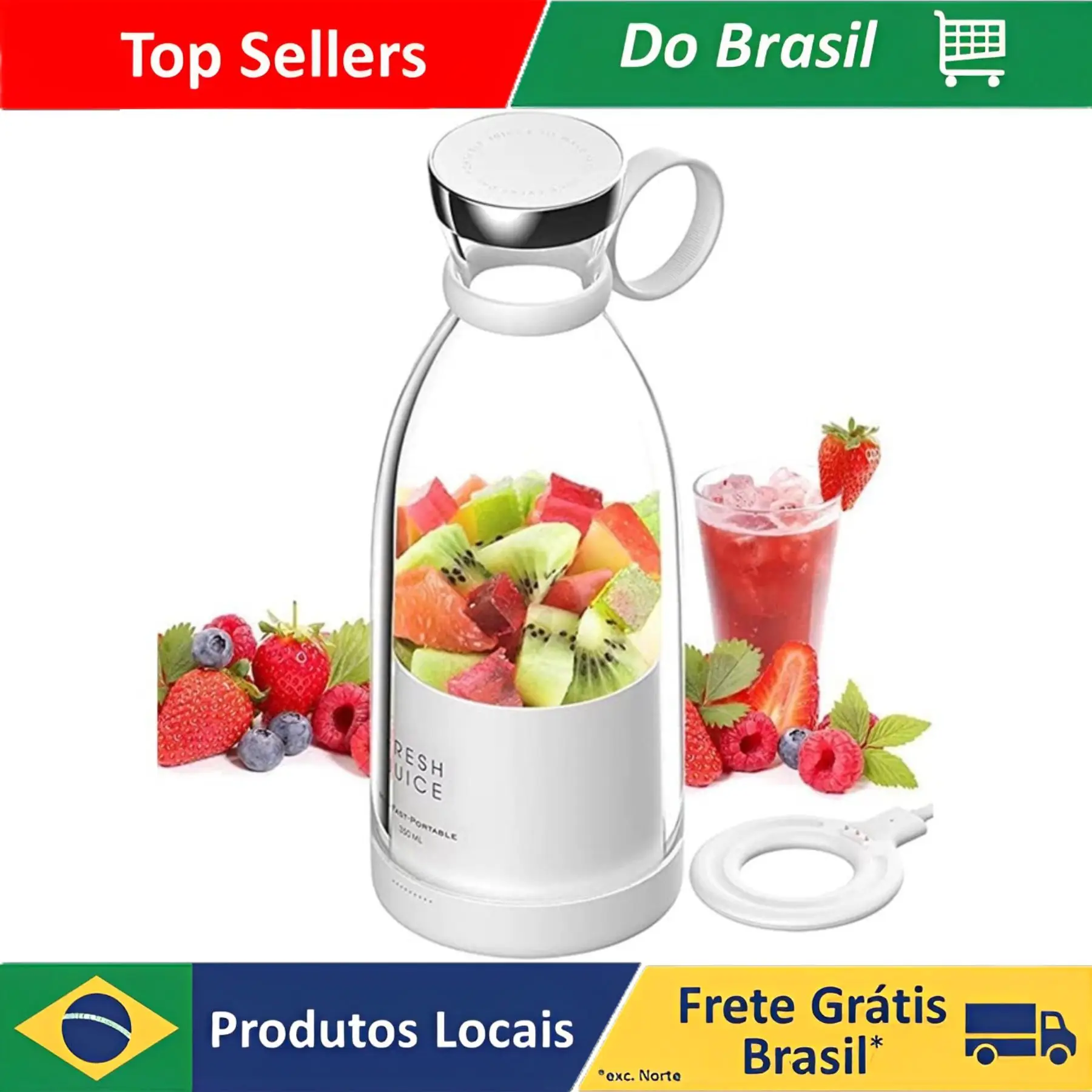 Garrafa Juicer Liquidificador Elétrico Portátil Recarregável COPO 350ml Mixer Shake Misturador - PRONTA ENTREGA