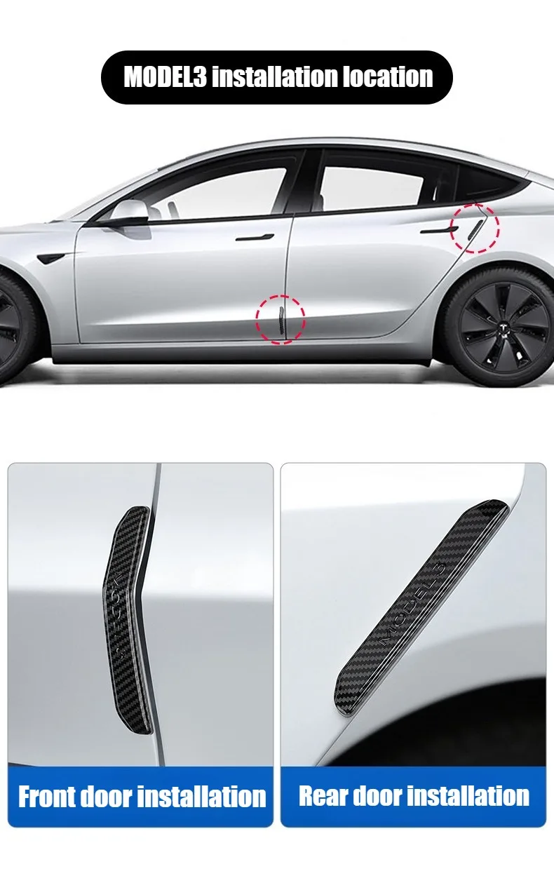 4 Stück für Tesla Model 3/Y 2025 2026 Türschutzleiste Anti-Kollisions-Türkantenschutz Aufkleber Schutz Außenzubehör – Detail 13