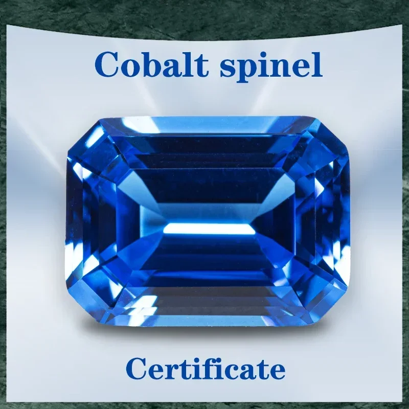 Lab Grown Cobalt Spinel Blue Demon Color Emerald Cut VVS1 Selectable AGL Certificate Gemstone Charms DIY Jewelry Making Material