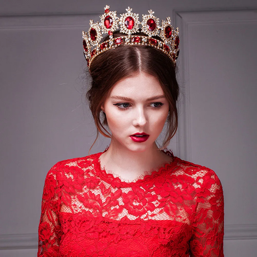 

Красный горный хрусталь, свадебная повязка для волос из сплава, свадебная заколка для волос, корона невесты, петля для волос для вечеринок, помогов, свадебная корона