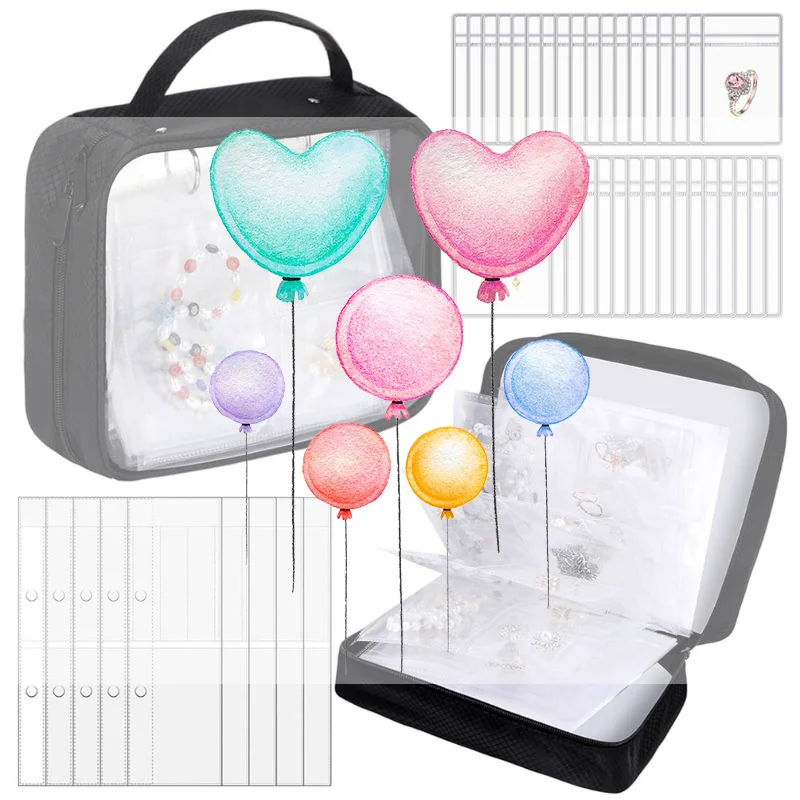

Clear PVC Jewelry Organizer Book - Big Capacity Earring Holder With Zipper, Travel Storage