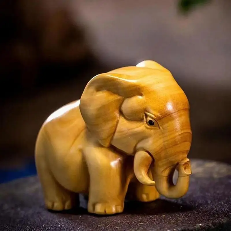 1/3pcs Wooden Product Rhino Hippo Elephant Room Home Decor Car Ornaments Decoration Sculptures & Figurines Manual Wood Carving