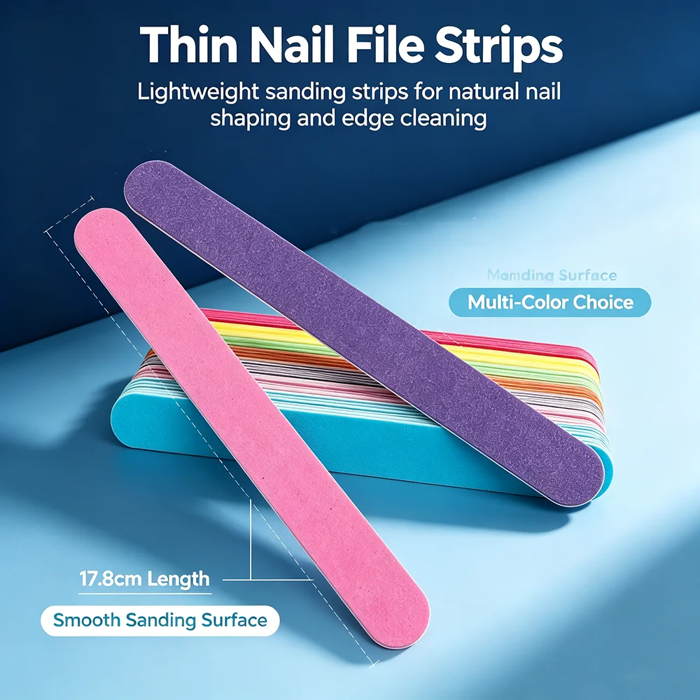 Professional Double Sided Wooden Nail Files Multiple Pack Sizes 1/2/5/10 Pcs Colorful Sand Nail Buffers Files for Nails Art
