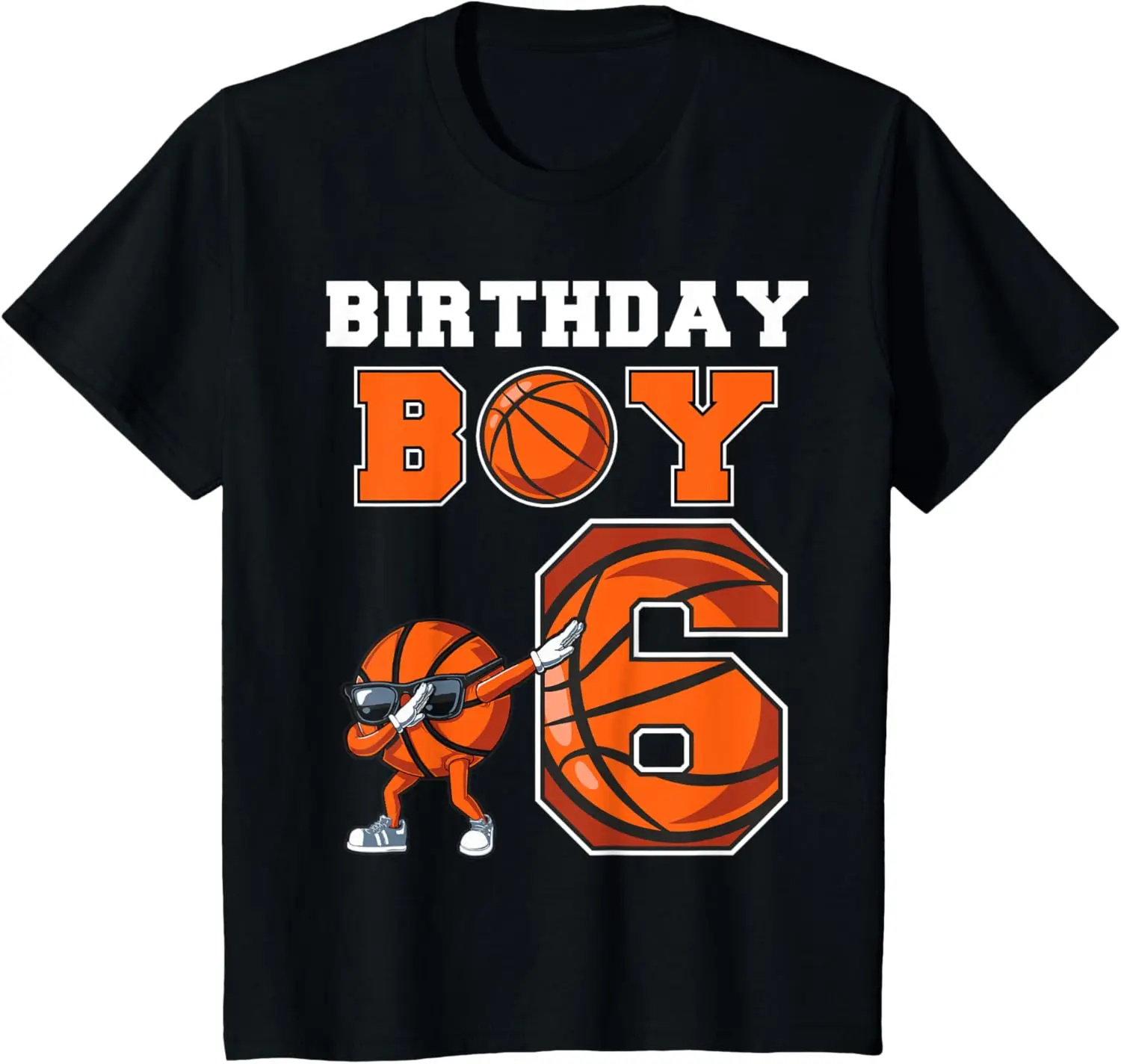 Kids 6 Year Basketball Birthday Boy 6th Birthday Party Basketball T-Shirt