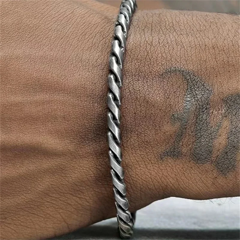5mm Retro Men 316 Stainless Steel Bracelet Hip Hop S Alloy Fashion Jewelry Adjustable Unisex Punk Hipster Roll HandDrop shipping