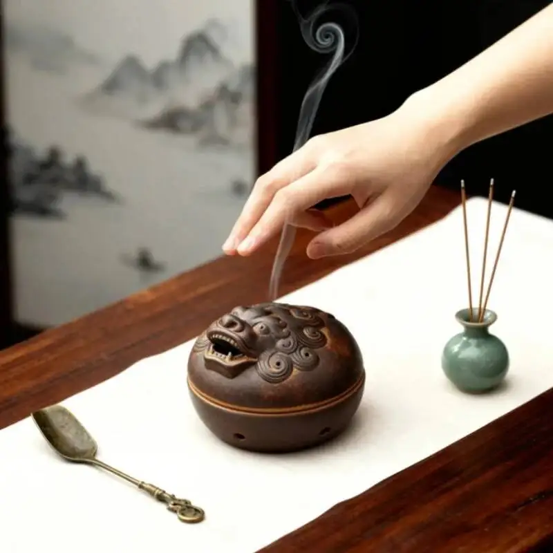 

Retro Dragon Incense Burner Wild Beast Shape Sandalwood Holder Ash Censer Home Office Desk Decor Zen Craft Art Gift Idea
