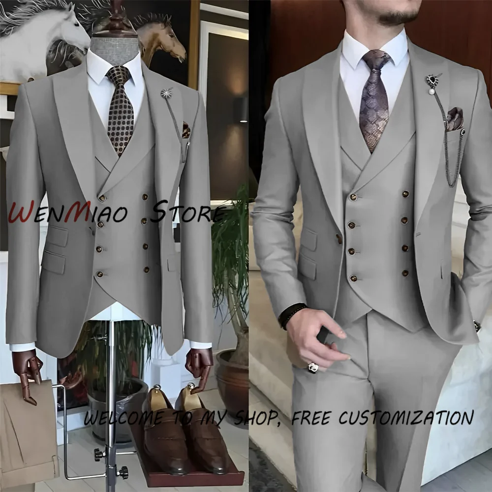 Champagne Color Men\'s 3-piece Suit Formal Business Workwear Groom\'s Tuxedo Wedding Party Custom Dress Elegant Suit Men