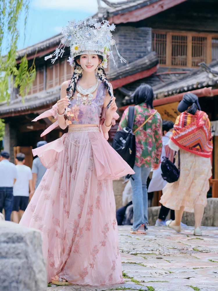 

New Ethnic Han Miao Ethnic Princess Travel Photography Costume Set Girl National Miao Jiang Princess Tour Photo Shoot