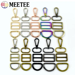 Meetee 2/3Sets 16-38mm Metal Bag Strap Buckle Swivel Clasp D Ring Slider Tri-glide Buckles Webbing Hooks Keychain Lobster Clasps