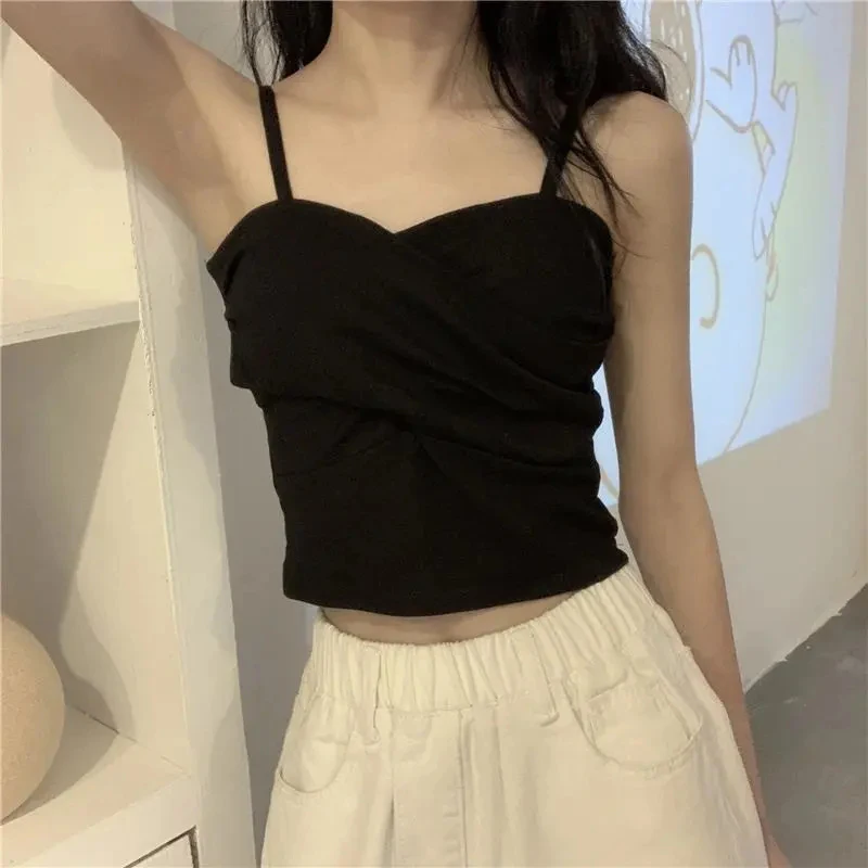 sexy backless women camis sweet summer koarean white female crop tops fashion all match cross tanks new