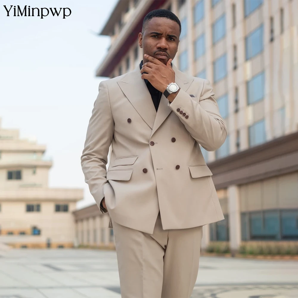 

Beige Linen Wedding Suits for Groom Formal Business Wedding Party Blazer & Pants Smart Casual Celebrity Style Bespoke suit 2PC