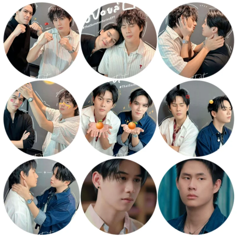 9 قطعة/مجموعة Winnysatang Winny Thanawin Satang Kittiphop التايلاندية التلفزيون أن الصيف الدراما Stills صور شارة بانج بروش حقيبة ديكور دبابيس