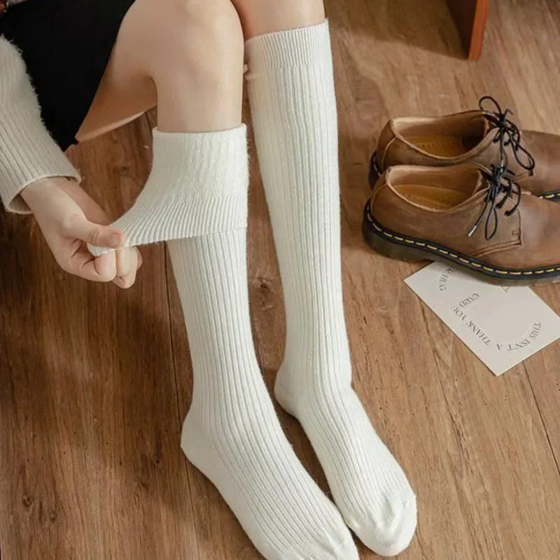 1/2pairs Woollen Stockings for Women Cashmere Warm Over Knee-High Boot Calf Socks Casual Thigh Long Socks Tube Girl Legging