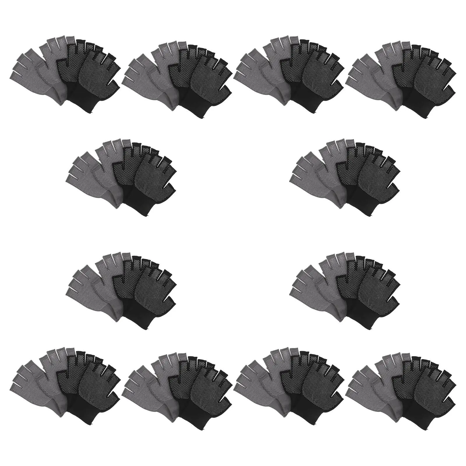 24Pairs Fingerless Non-Slip Work Gloves Enhanced Friction Dots Lightweight Breathable Half-Finger Gloves for Men Women Driving