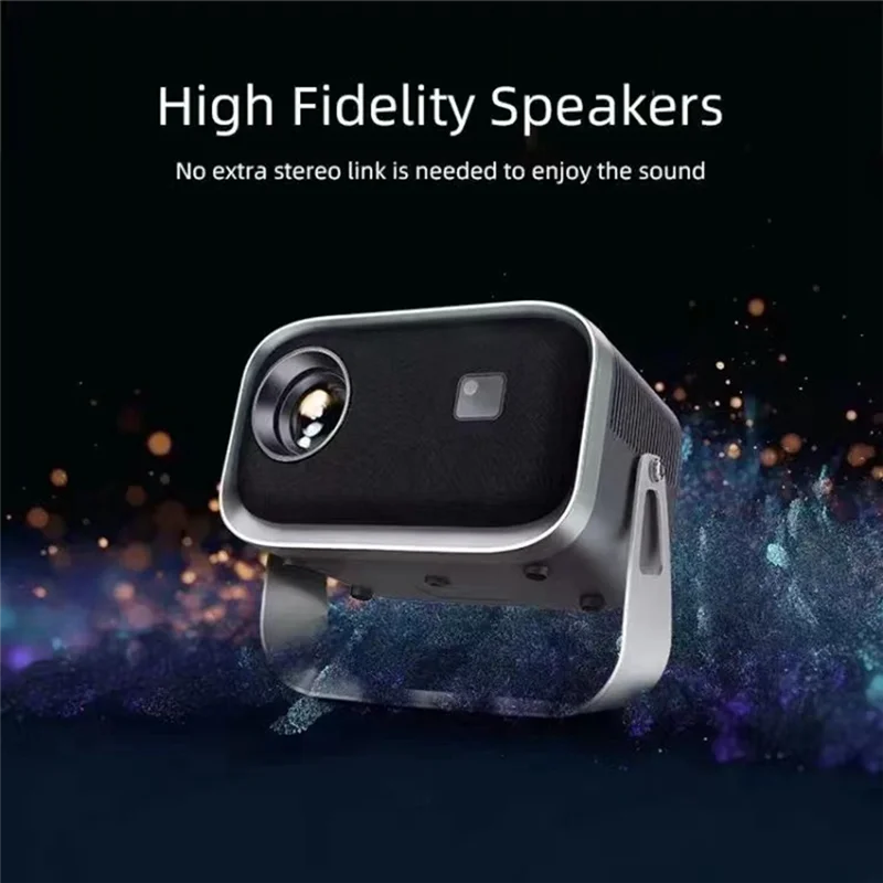 A64K Mini Wifi Projector With Bluetooth 1080P Electric Focus Home Theater Portable Projector 360°Adjustable Stand Easy To Use EU