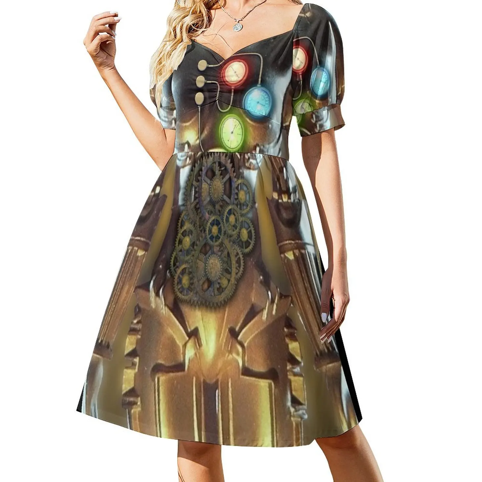 

steampunk cyborg body Short Sleeved Dress ladies dresses for women 2025 summer dresses womens 2025 Dress