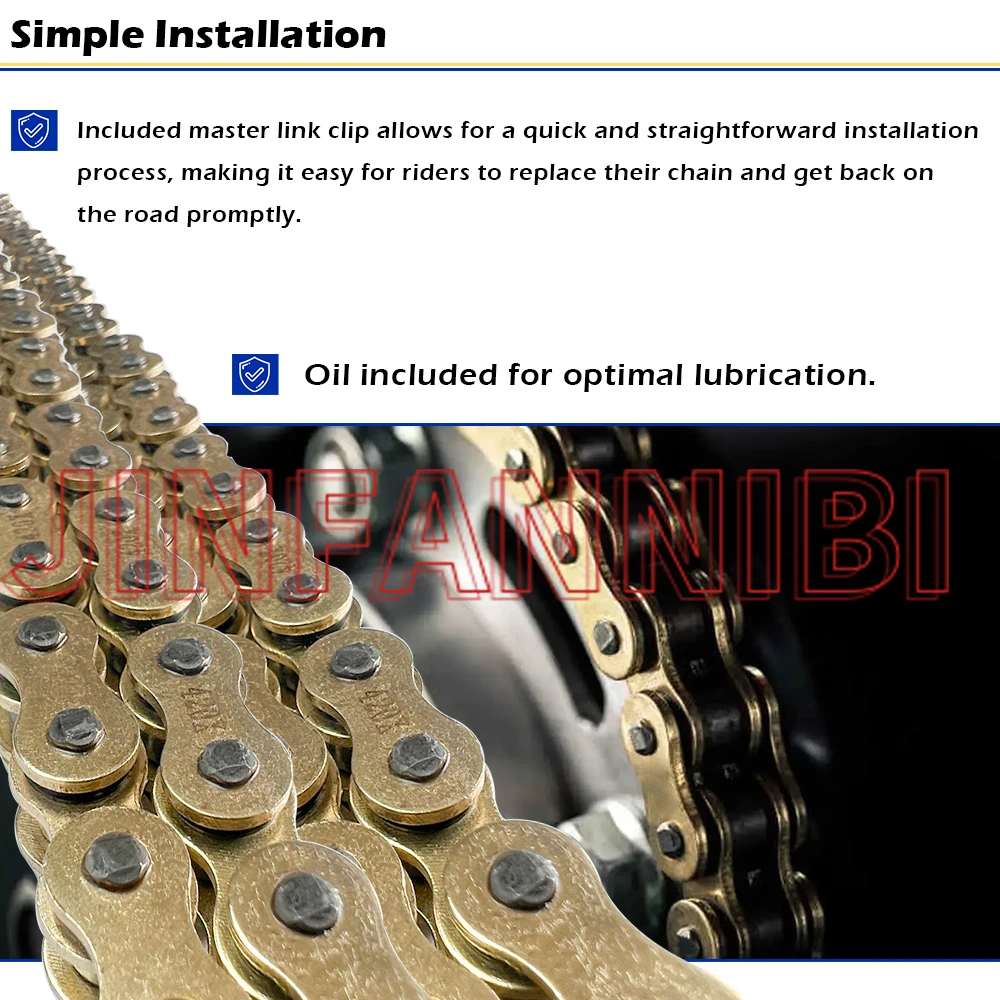 for ATV Street Bike Gold 420 X-Ring Chain 140 Links w/ Connecting Master Link