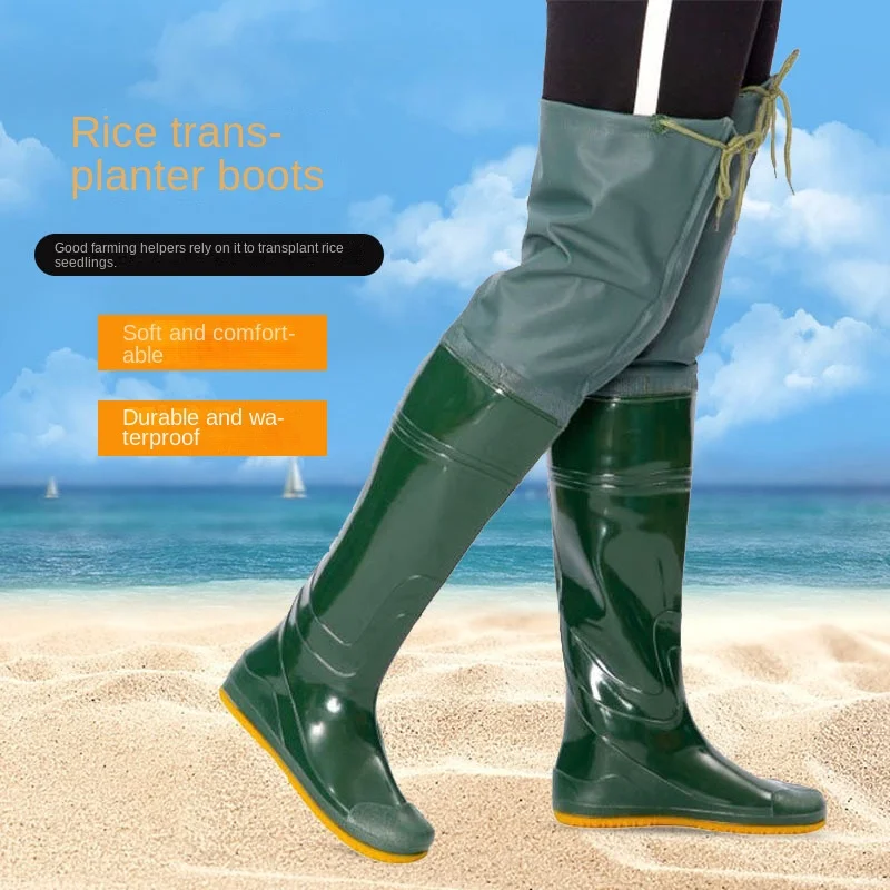 أحذية زرع أرز أنبوبية عالية ، أحذية مياه طويلة عالية الركبة ، جوارب ناعمة نعل للزراعة في الأراضي الزراعية والسراويل المائية #1