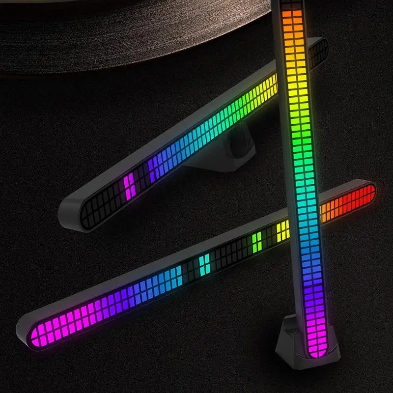 30 سنتيمتر صف مزدوج 64bit RGB لاقط عمود إضاءة LED قابلة للشحن المغناطيسي تثبيت الموسيقى إيقاع ضوء سيارة جو الإضاءة سطح المكتب الخفيفة