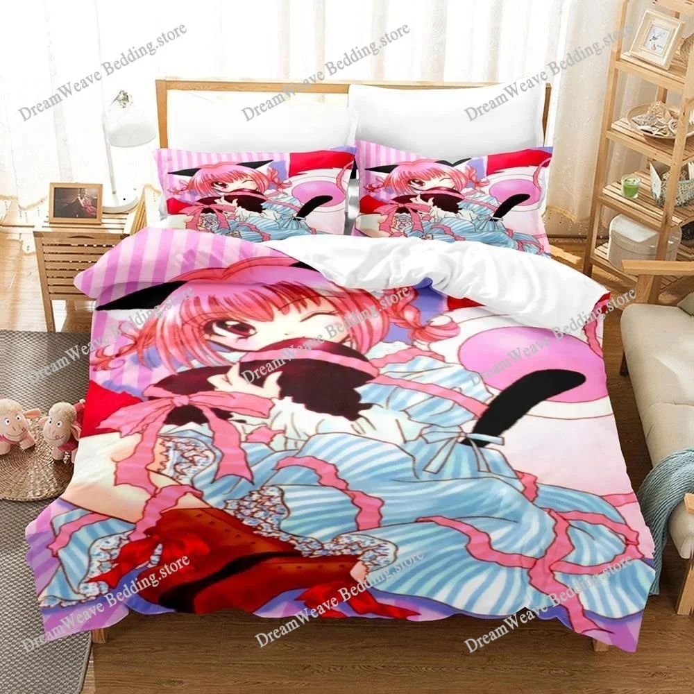 

3D Printed Anime Tokyo Mew Mew Bedding Set Boys Girls Twin Queen Size Duvet Cover Pillowcase Bed Kids Adult Home Textileextile