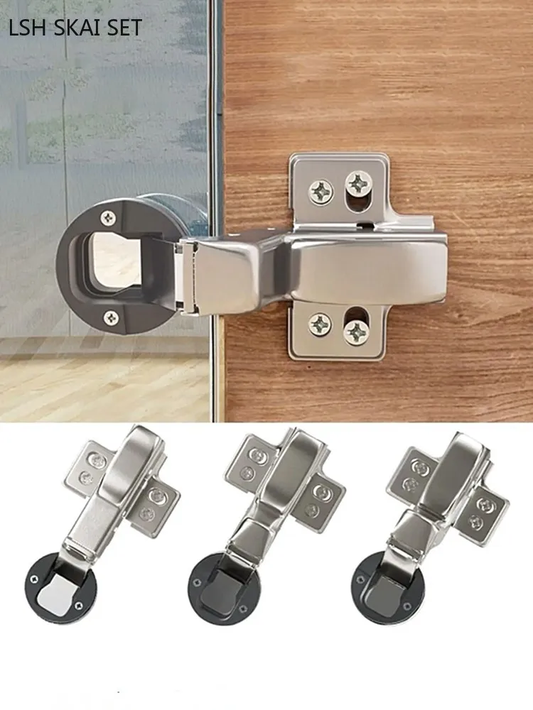 

2pcs Glass Door Hydraulic Buffer Hinges Cabinet Door Soft Closing Concealed Hinge Furniture Hardware Damper Hinge with Screw