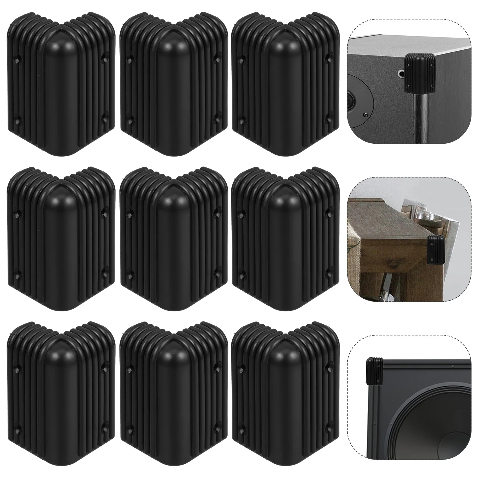 

12 pcs Black Plastic Corner Guards Speaker Protection Anti-Collision Triangle Covers For Furniture Stage Desk Home Edge
